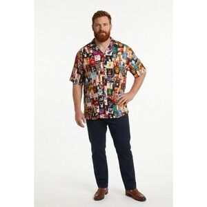 Playboy Mens Vintage Magazine Cover Print Short Sleeve Camp Collar Shirt Multi M